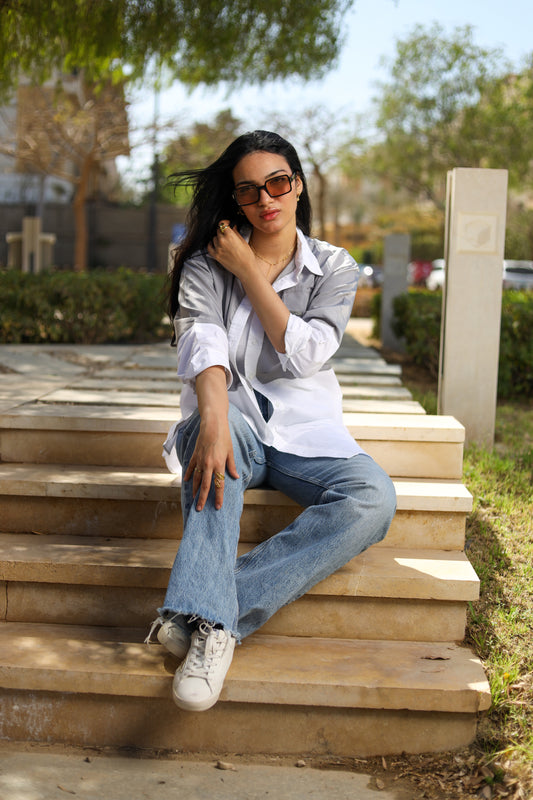 Silver Duo-Tone Statement Shirt