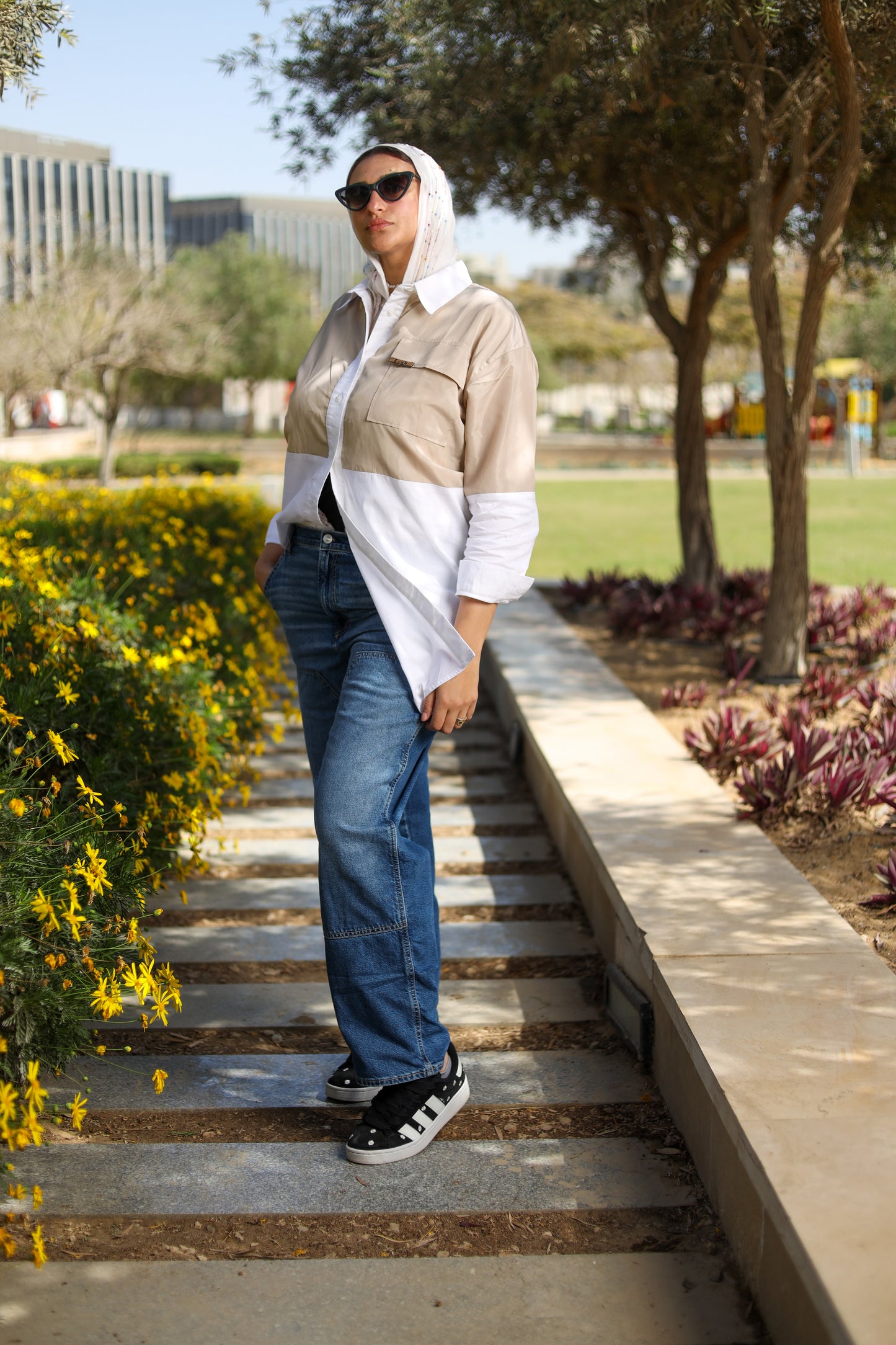 Beige Duo-Tone Statement Shirt