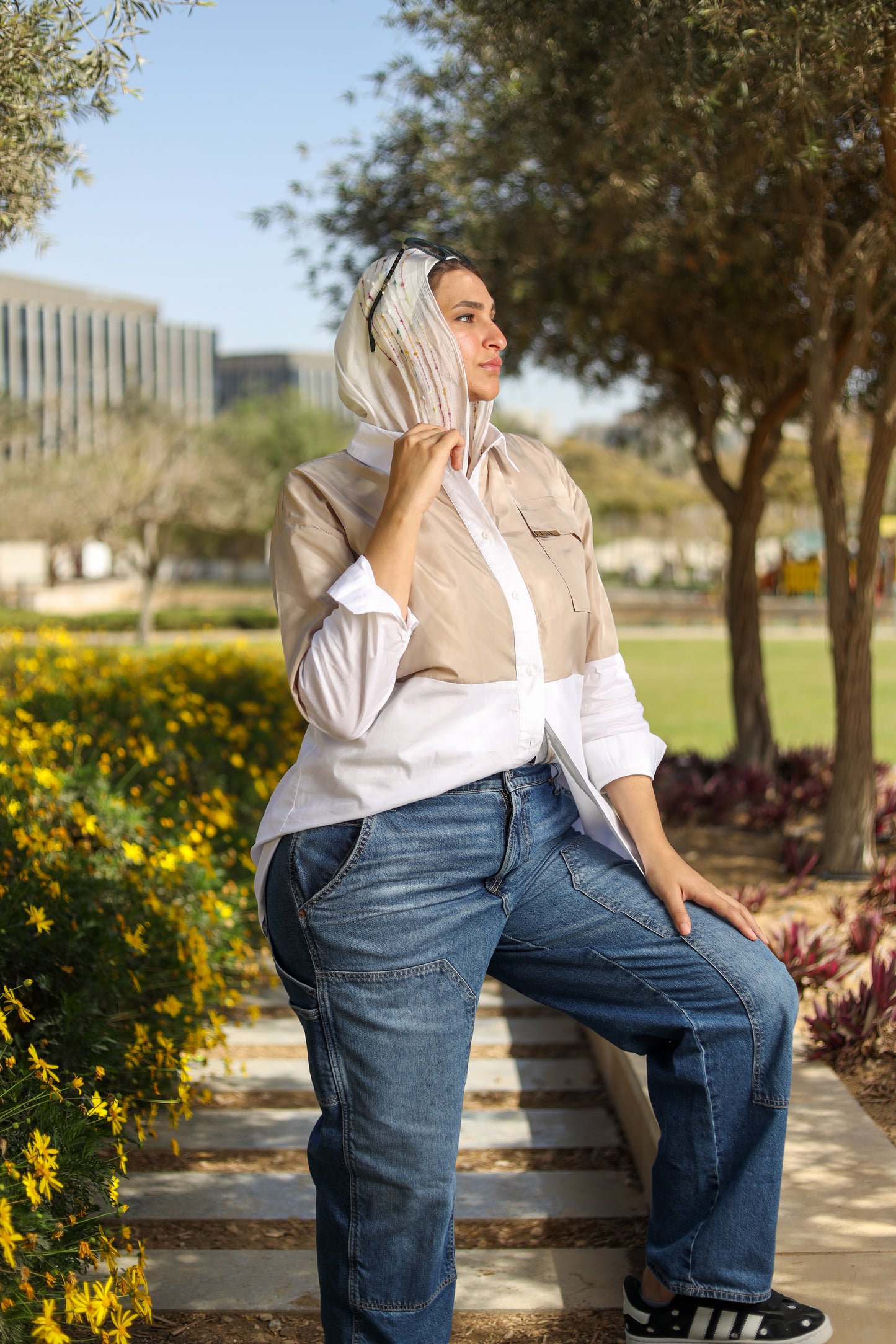 Beige Duo-Tone Statement Shirt