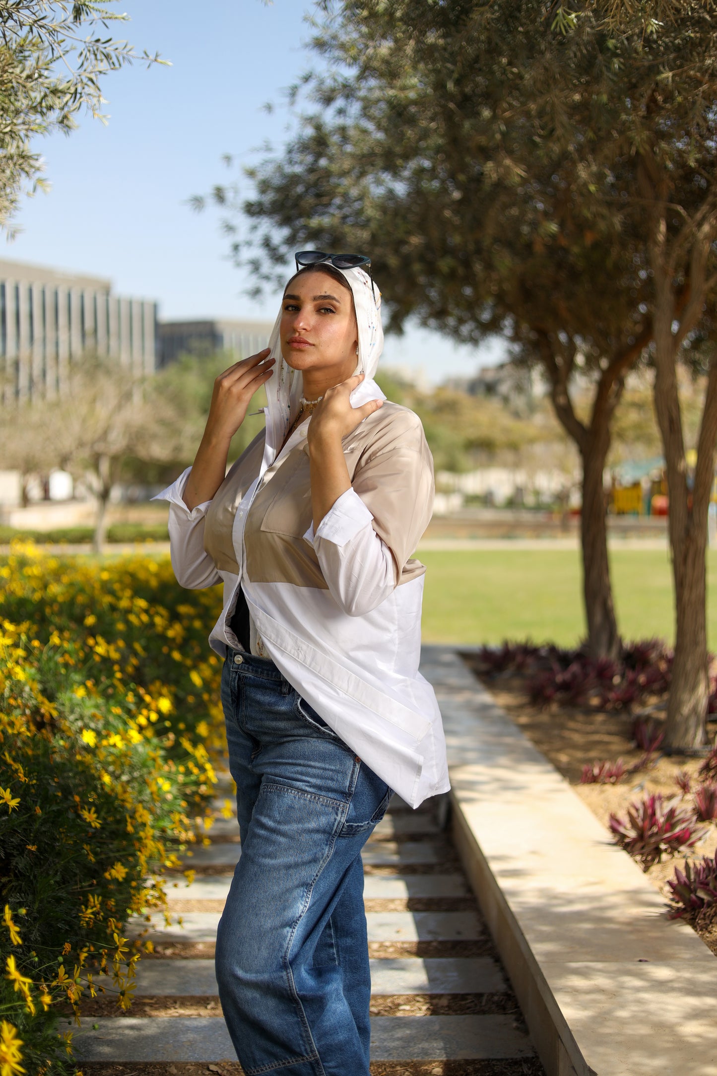 Beige Duo-Tone Statement Shirt