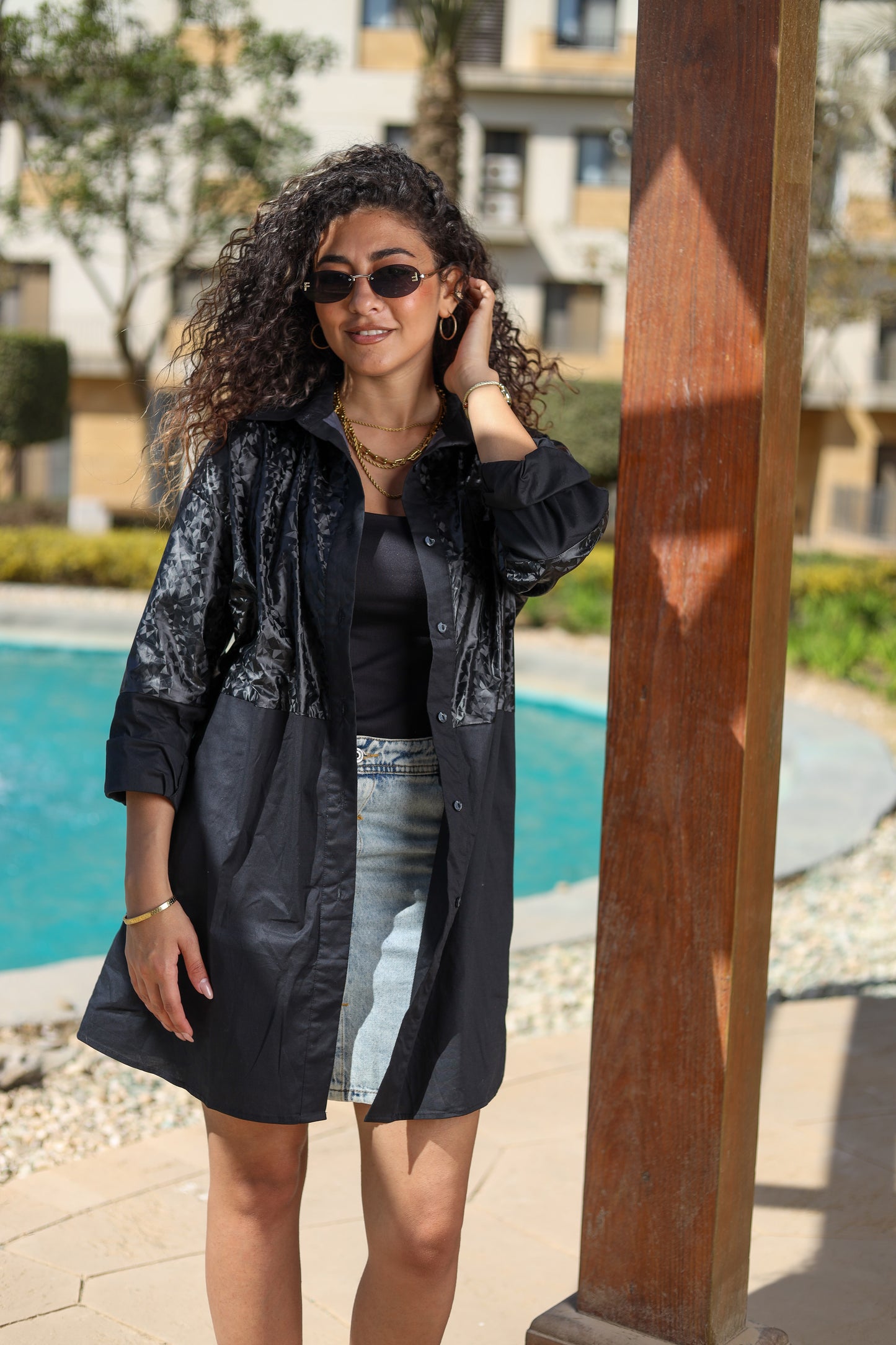 Black Duo-Tone Statement Shirt