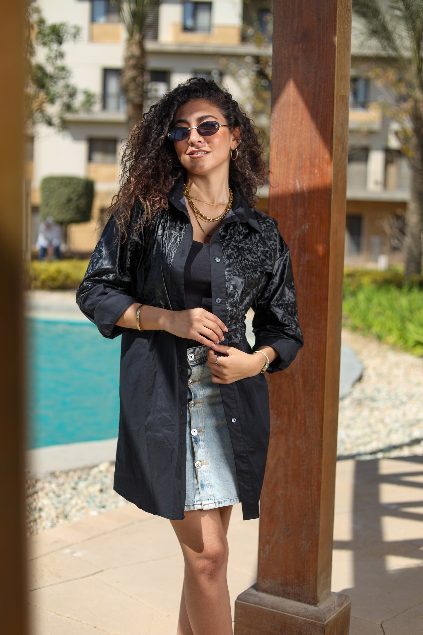 Black Duo-Tone Statement Shirt
