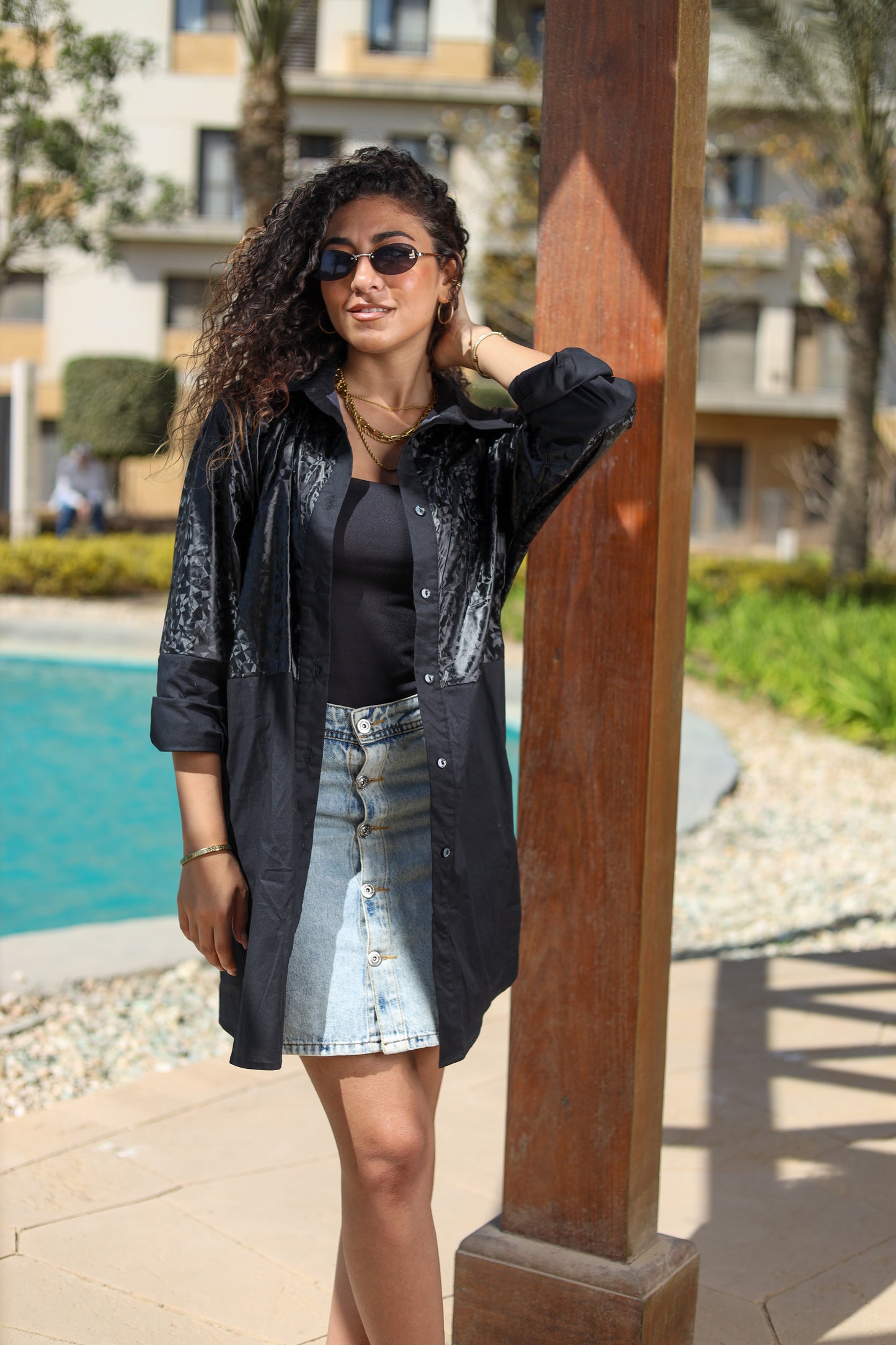 Black Duo-Tone Statement Shirt