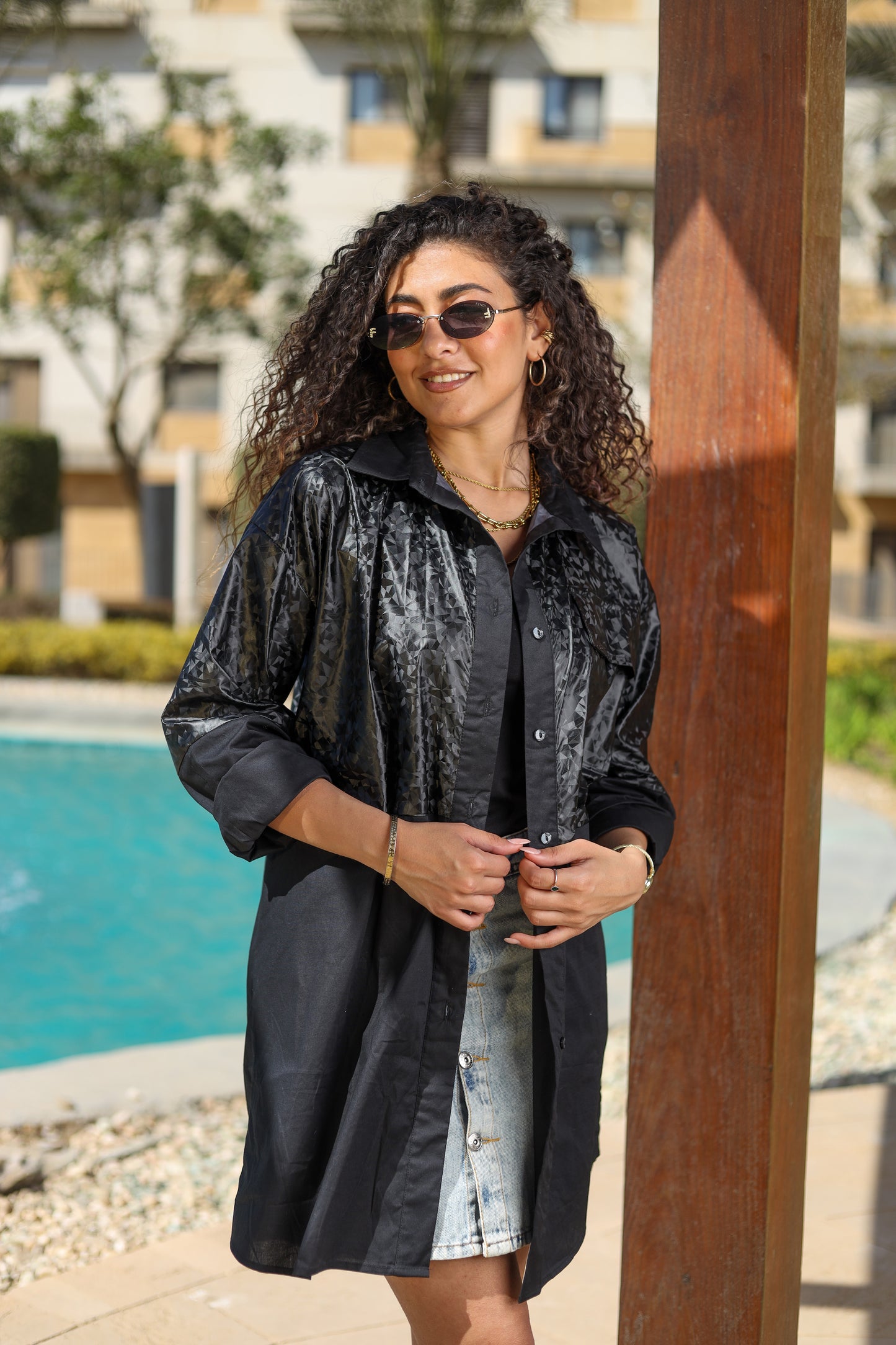 Black Duo-Tone Statement Shirt