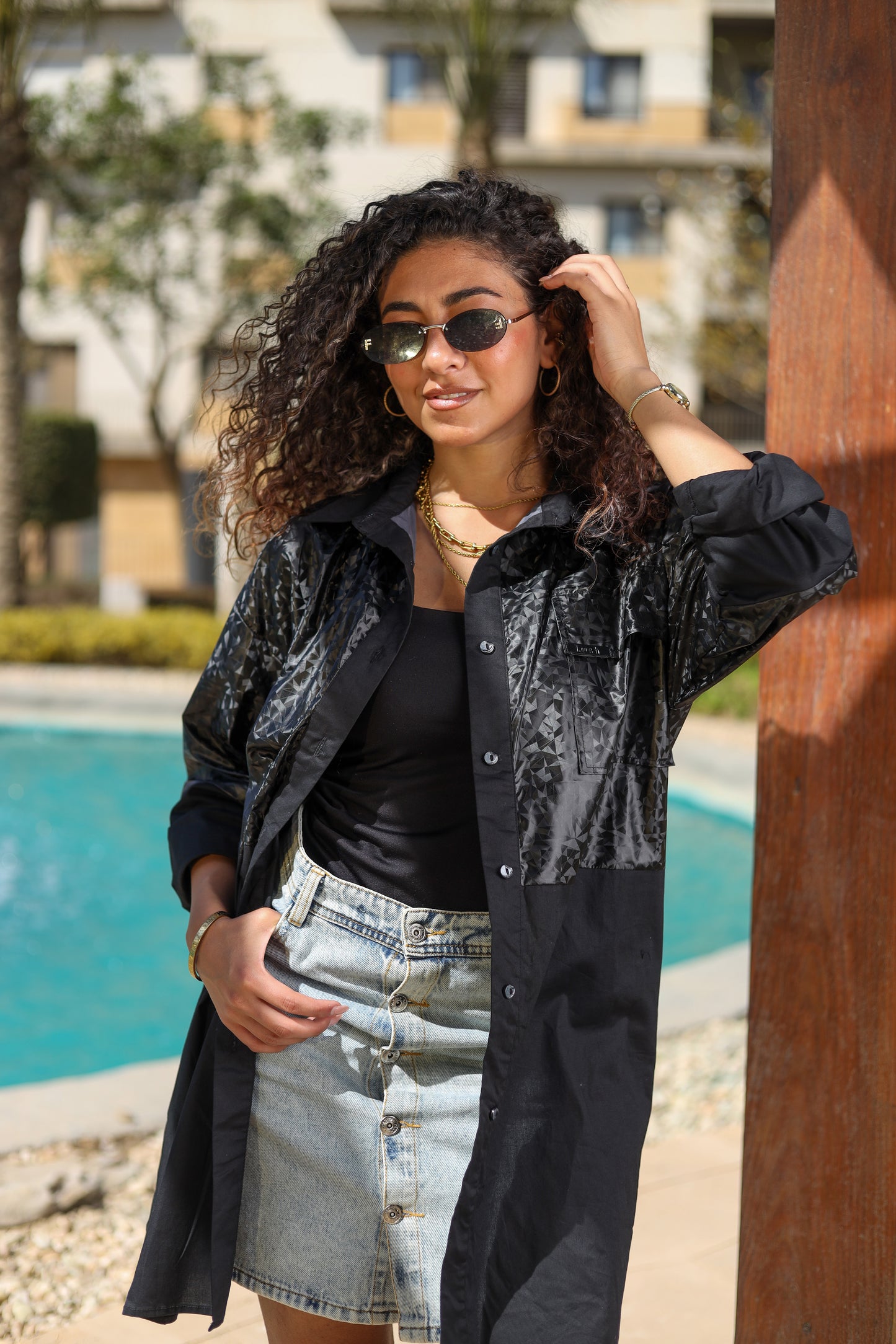 Black Duo-Tone Statement Shirt