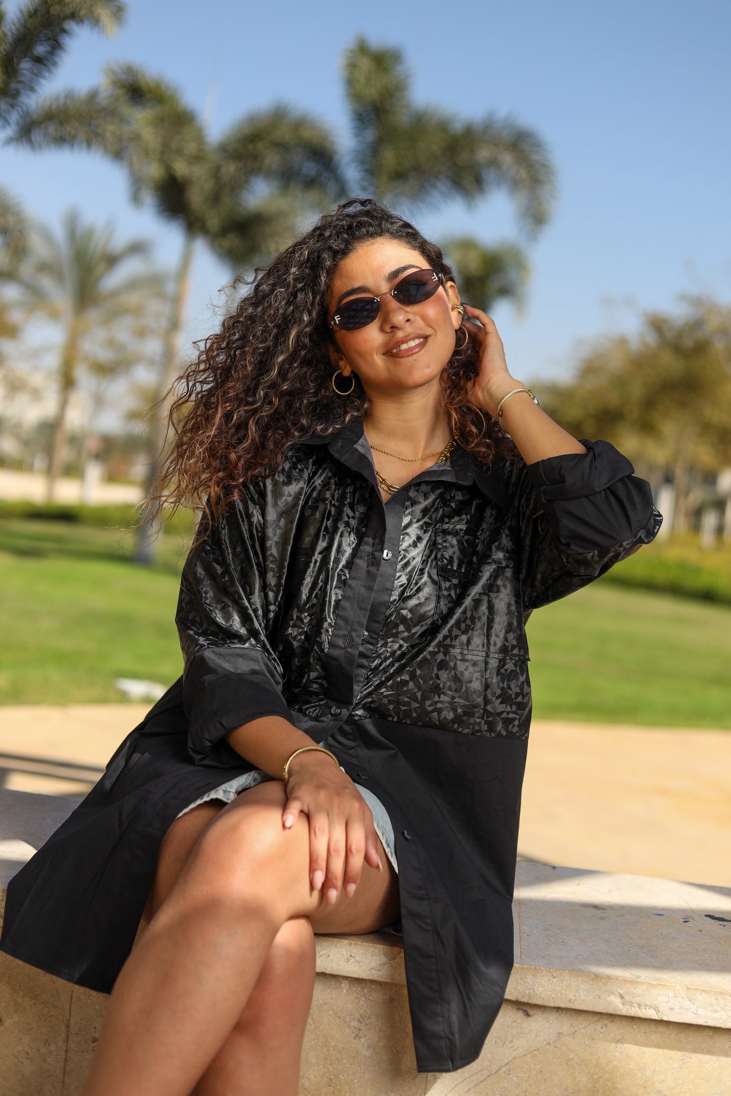 Black Duo-Tone Statement Shirt