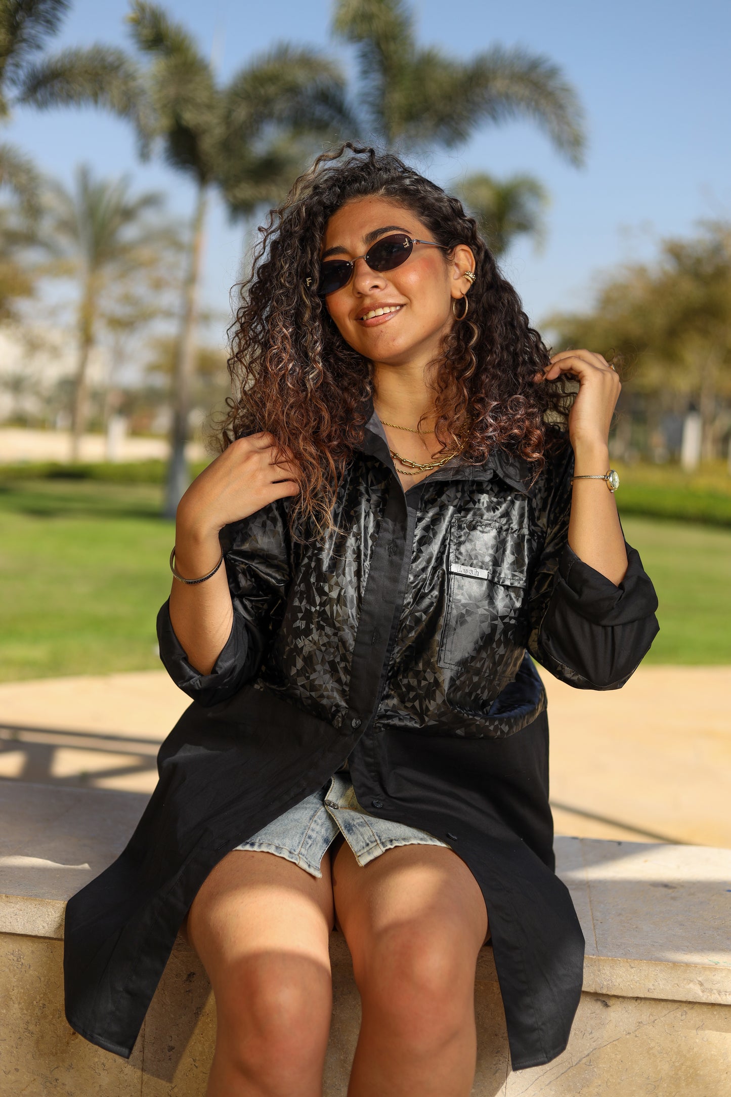 Black Duo-Tone Statement Shirt