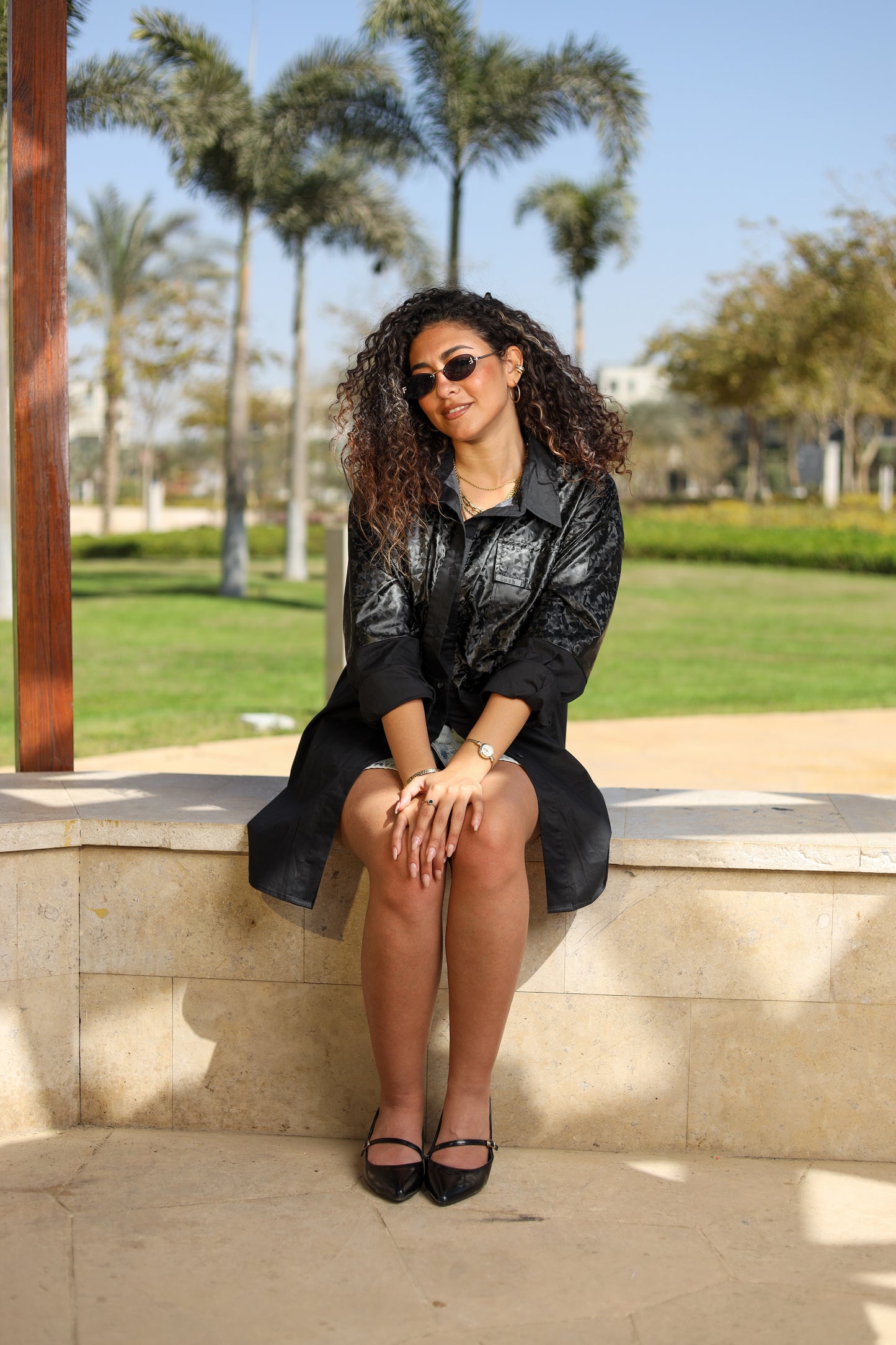 Black Duo-Tone Statement Shirt
