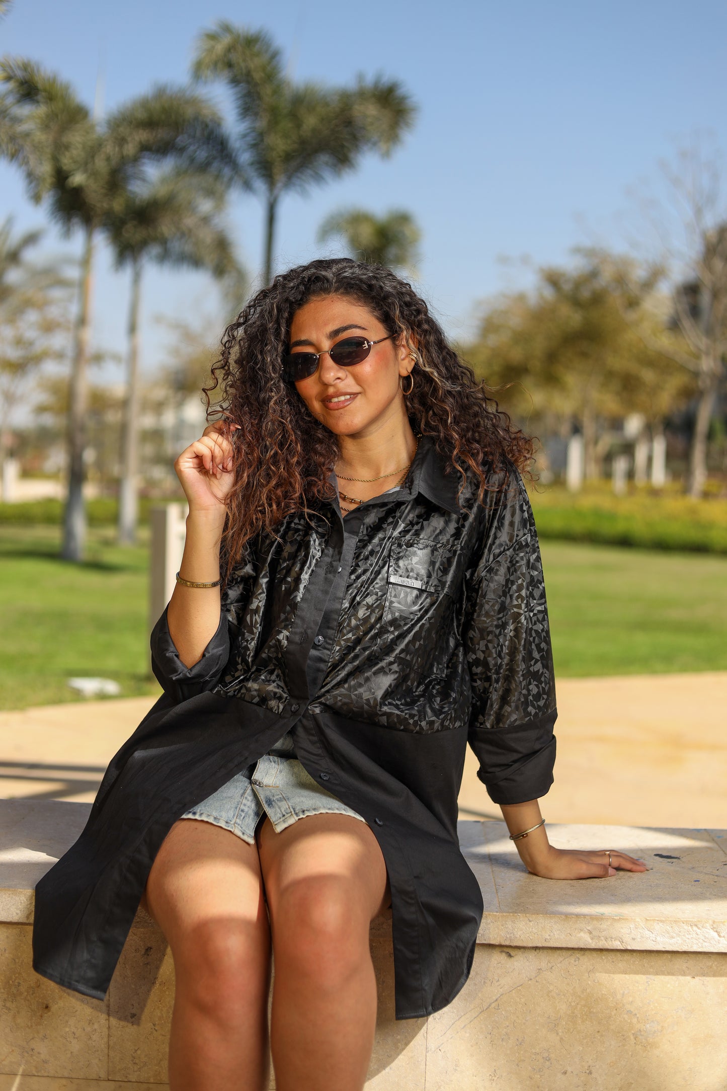 Black Duo-Tone Statement Shirt