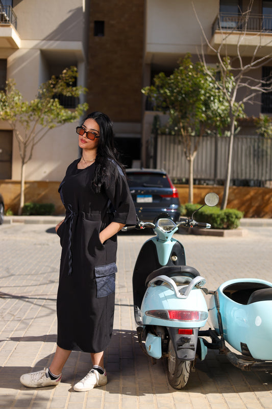 Black Denim Drift Dress