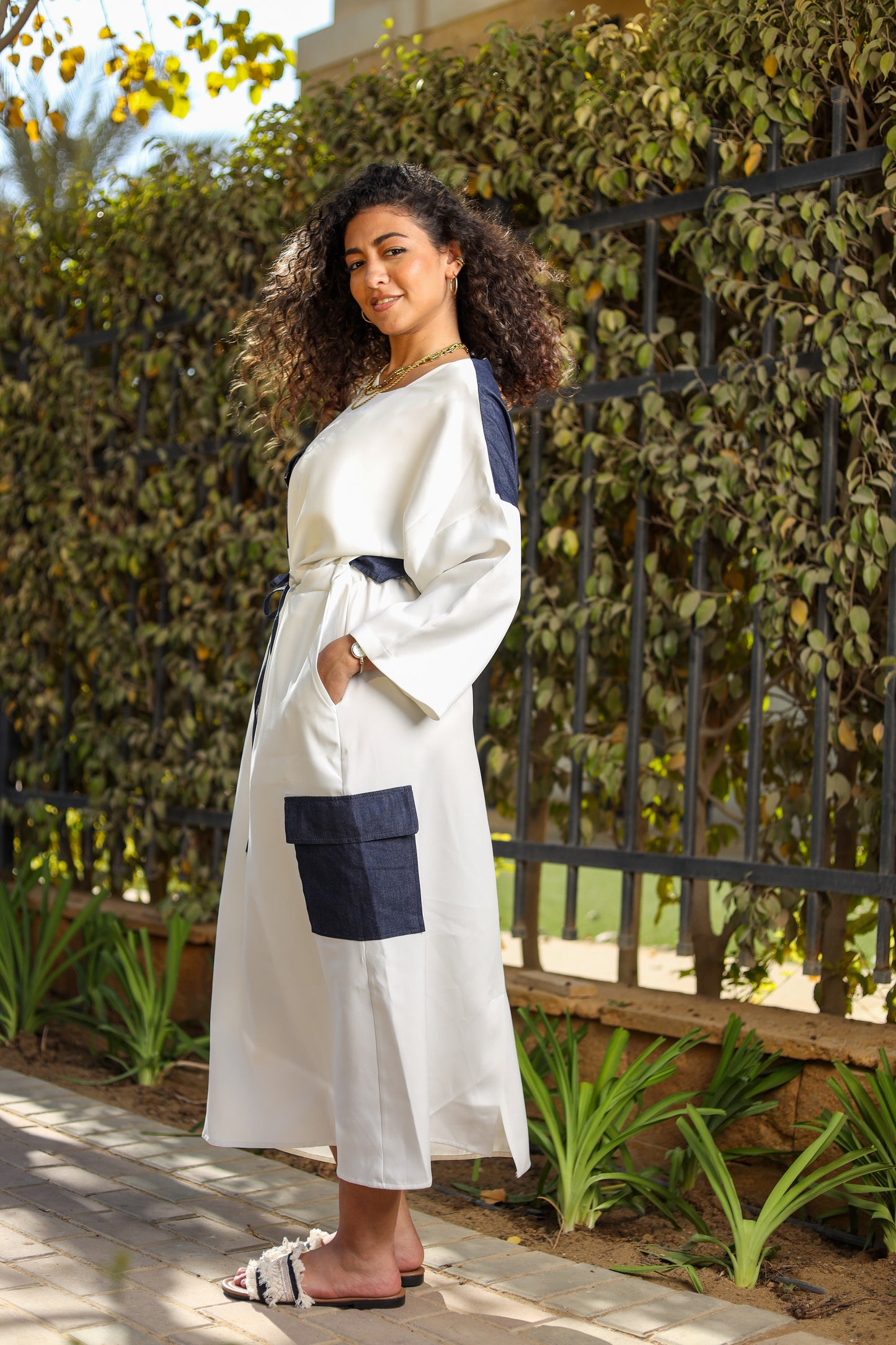 White Denim Drift Dress