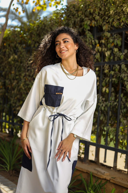 White Denim Drift Dress