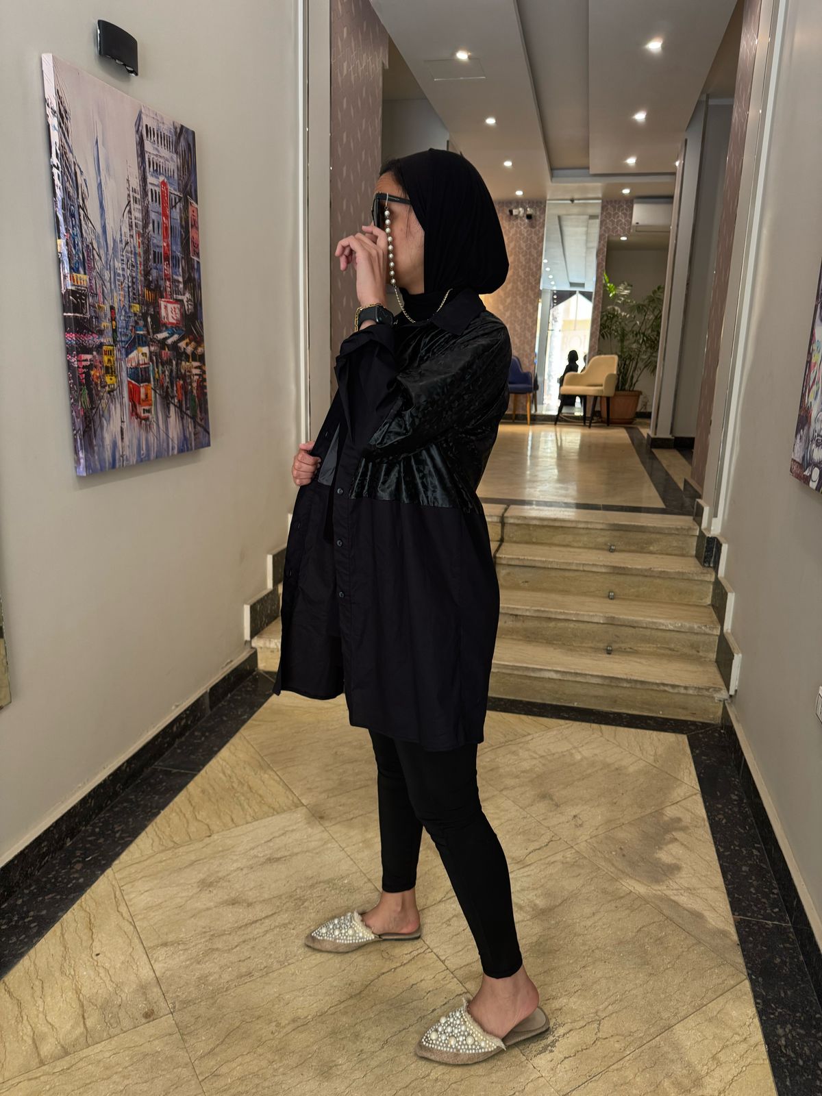 Black Duo-Tone Statement Shirt