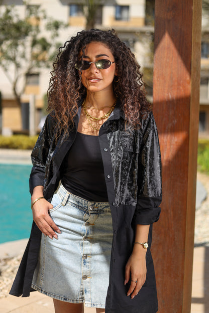 Black Duo-Tone Statement Shirt
