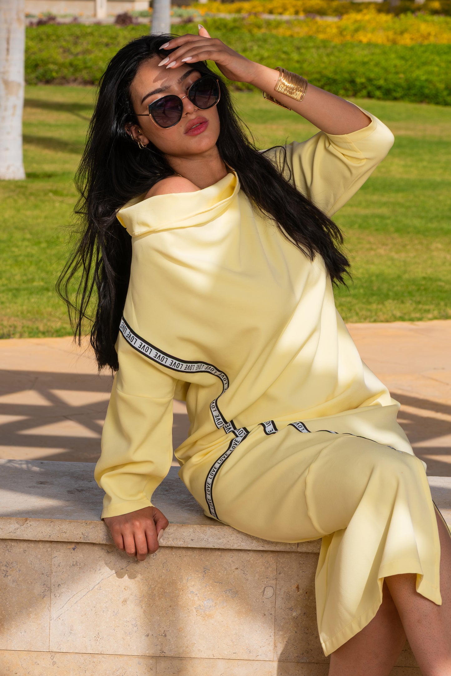Buttery Yellow Aria Slit Dress