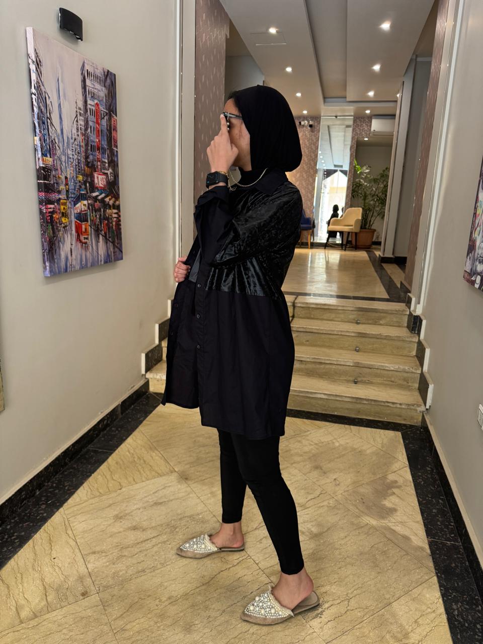 Black Duo-Tone Statement Shirt