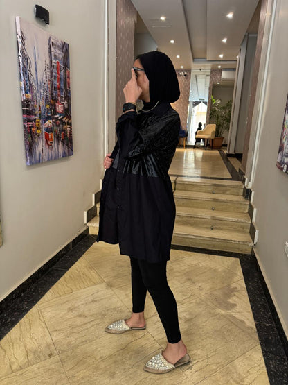 Black Duo-Tone Statement Shirt